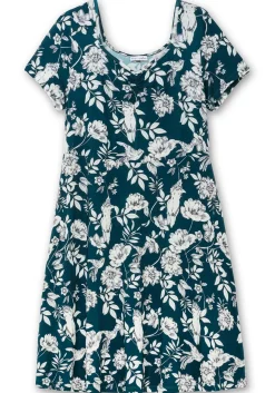 Jerseykleid mit Blumendruck und Herzausschnitt