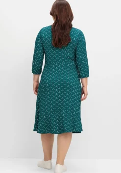 Jerseykleid mit Herzausschnitt und Grafikprint