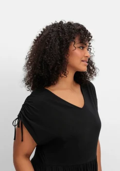 Jerseykleid mit Tunnelzug am Ärmel