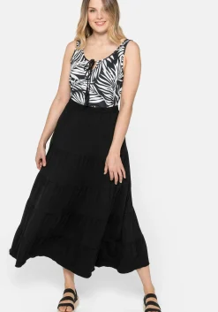 Jerseyrock in Maxilänge, mit stufigen Volants