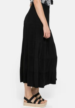 Jerseyrock in Maxilänge, mit stufigen Volants