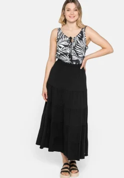 Jerseyrock in Maxilänge, mit stufigen Volants