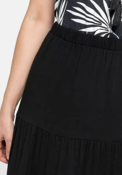 Jerseyrock in Maxilänge, mit stufigen Volants