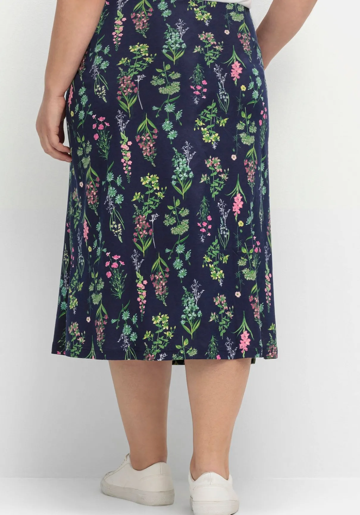 Jerseyrock in Midilänge, mit Blumenprint