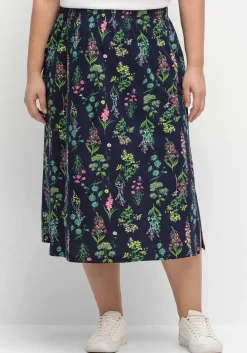 Jerseyrock in Midilänge, mit Blumenprint