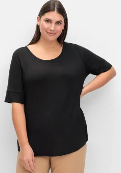 Jerseyshirt mit abgerundetem Saum