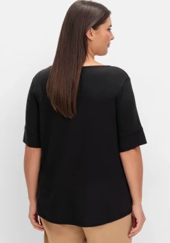 Jerseyshirt mit abgerundetem Saum