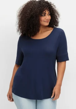 Jerseyshirt mit abgerundetem Saum