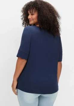 Jerseyshirt mit abgerundetem Saum