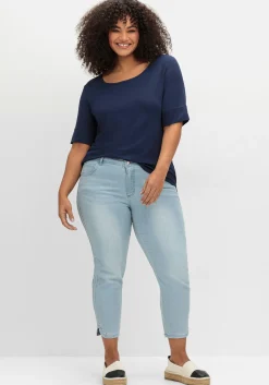 Jerseyshirt mit abgerundetem Saum