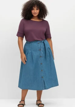 Jerseyshirt mit abgerundetem Saum