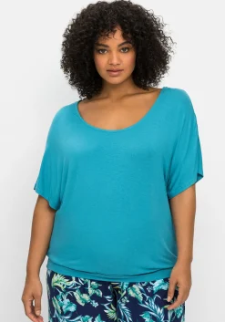 Jerseyshirt mit Einsatz aus Spitze im Nacken