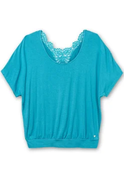 Jerseyshirt mit Einsatz aus Spitze im Nacken