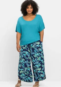 Jerseyshirt mit Einsatz aus Spitze im Nacken