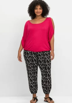 Jerseyshirt mit geschlitzten Fledermausärmeln