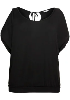 Jerseyshirt mit geschlitzten Fledermausärmeln