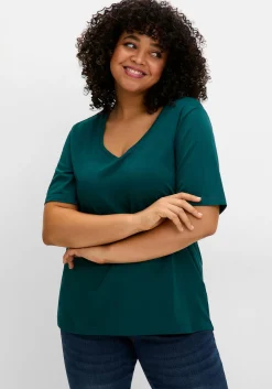 Jerseyshirt mit Rundhalsausschnitt, leicht tailliert