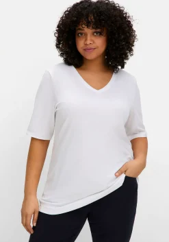 Jerseyshirt mit V-Ausschnitt, leicht tailliert