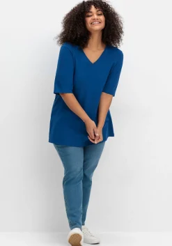 Jerseyshirt mit V-Ausschnitt, leicht tailliert