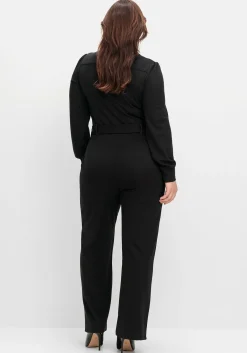 Jumpsuit mit Bindegürtel und Reißverschluss vorn