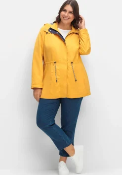 Kapuzenjacke mit Kontrastfutter und Taillen-Tunnelzug