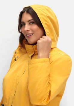 Kapuzenjacke mit Kontrastfutter und Taillen-Tunnelzug