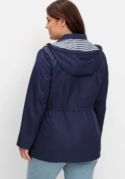 Kapuzenjacke mit Kontrastfutter und Taillen-Tunnelzug