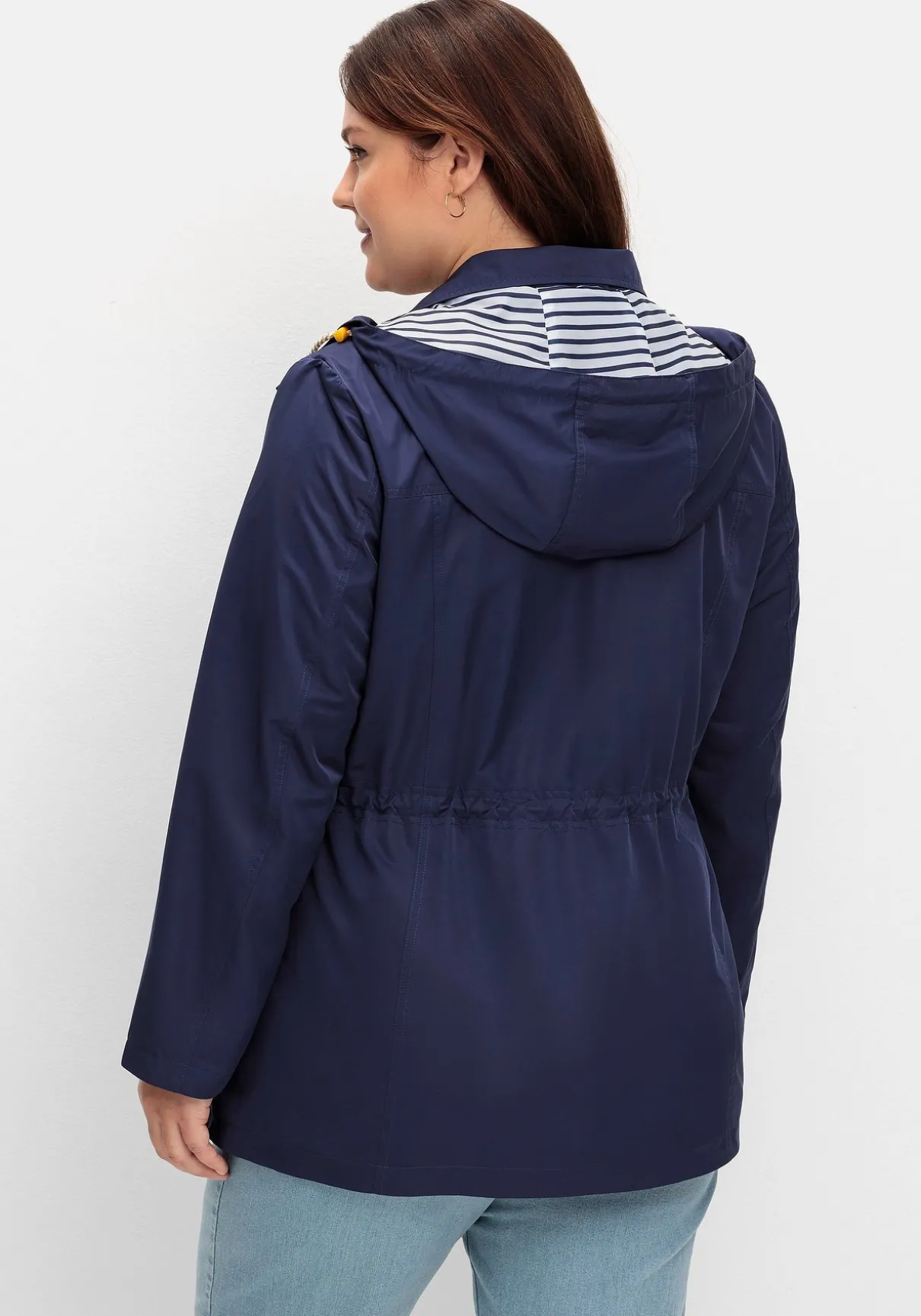 Kapuzenjacke mit Kontrastfutter und Taillen-Tunnelzug