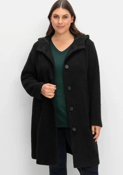 Kapuzenmantel in kuscheliger Bouclé-Qualität