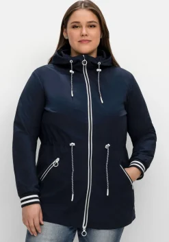 Kapuzenparka mit Kontrastdetails und Taillen-Tunnelzug