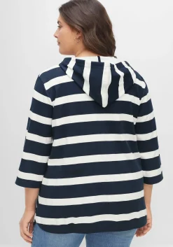 Kapuzenshirt mit Streifenmuster und 3/4-Arm