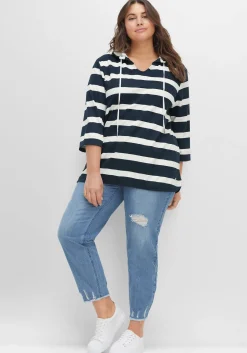Kapuzenshirt mit Streifenmuster und 3/4-Arm