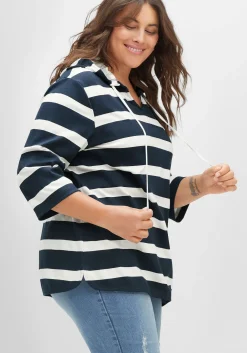 Kapuzenshirt mit Streifenmuster und 3/4-Arm