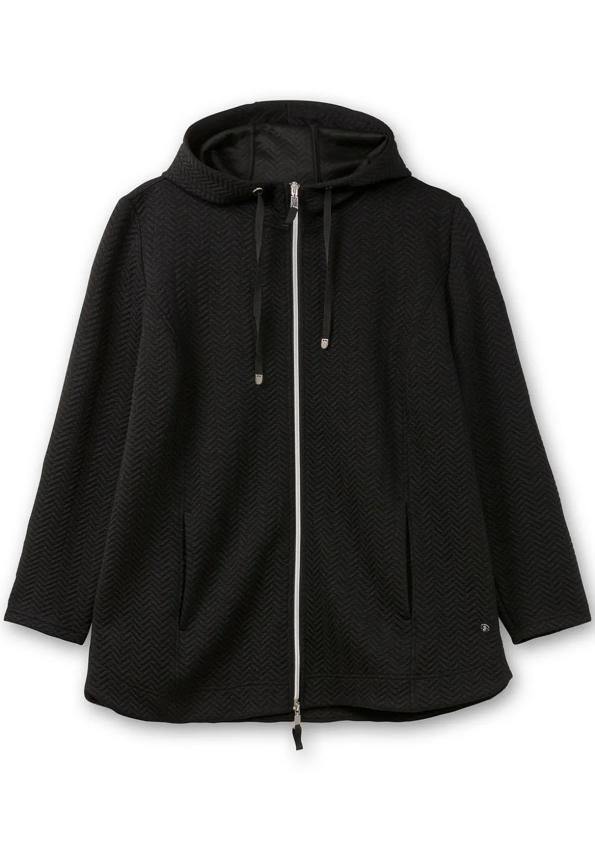 Kapuzen-Sweatjacke in Fischgrät-Struktur