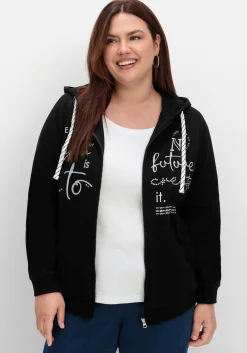 Kapuzensweatjacke mit Print und Kängurutasche