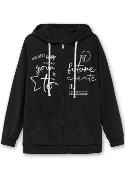 Kapuzensweatjacke mit Print und Kängurutasche