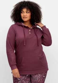 Kapuzensweatshirt mit Knopfleiste und Kängurutaschen