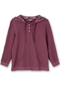 Kapuzensweatshirt mit Knopfleiste und Kängurutaschen