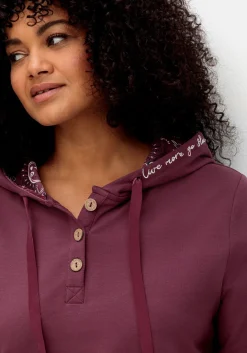 Kapuzensweatshirt mit Knopfleiste und Kängurutaschen