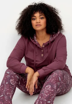 Kapuzensweatshirt mit Knopfleiste und Kängurutaschen