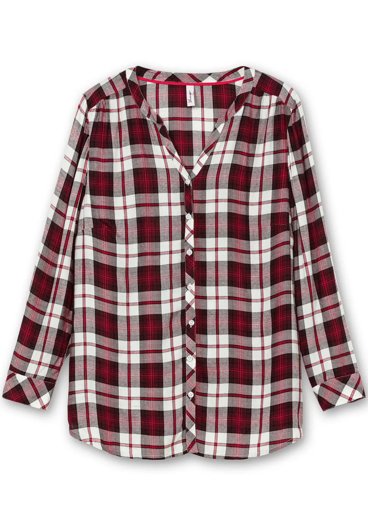 Karierte Bluse mit Rundhalsausschnitt