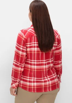 Karierte Flanellbluse mit Krempelärmeln