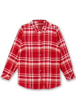 Karierte Flanellbluse mit Krempelärmeln