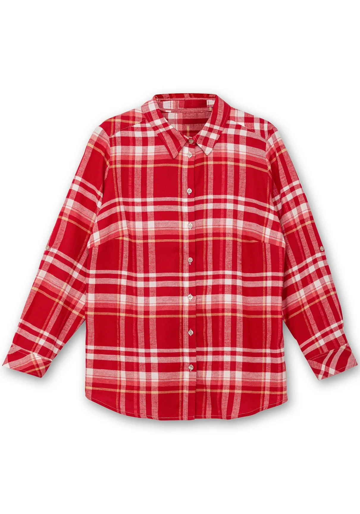 Karierte Flanellbluse mit Krempelärmeln