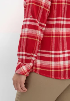 Karierte Flanellbluse mit Krempelärmeln