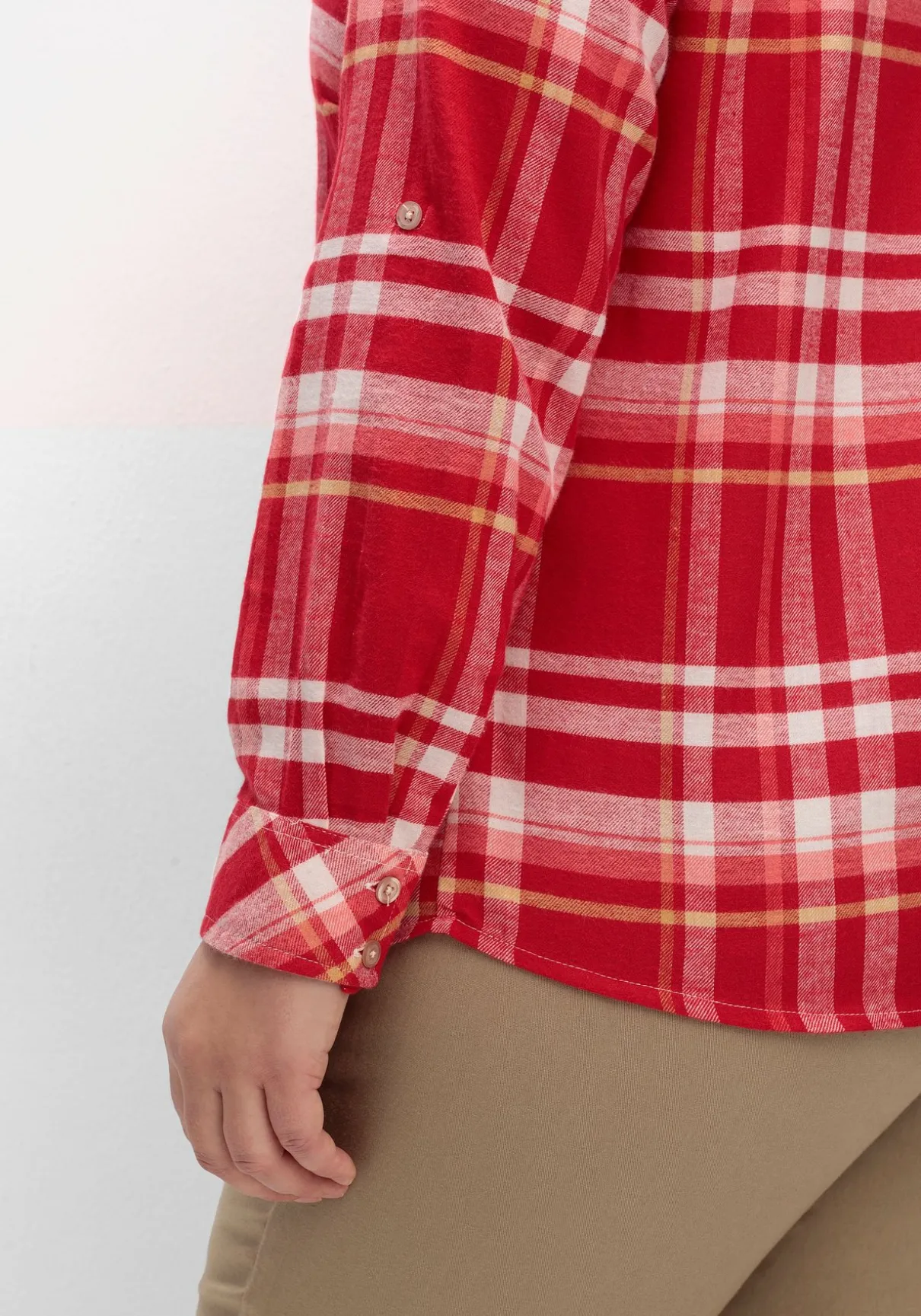 Karierte Flanellbluse mit Krempelärmeln