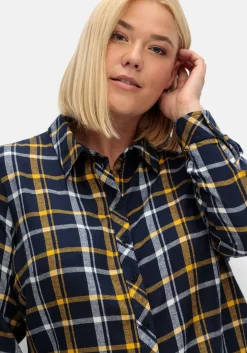 Karierte Flanellbluse mit Krempelärmeln