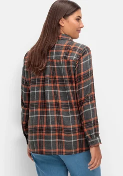 Karierte Flanell-Tunika mit Krempelarm