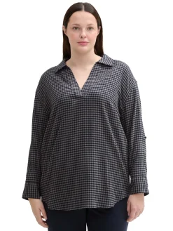 Karierte Flanell-Tunika mit Hemdkragen