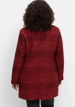 Karierte Jacke in Wolloptik und leichter A-Linie